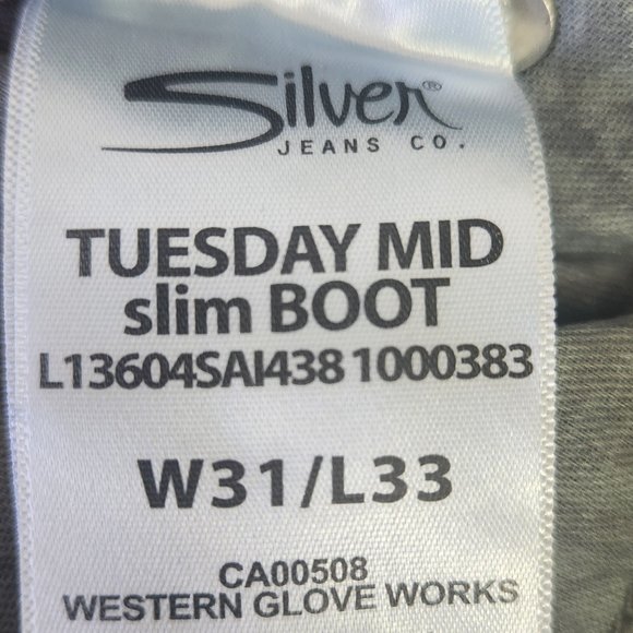 Women's Silver "Tuesday" Blue Jeans Mid Slim Boot W 31 L 33 - Picture 2 of 12